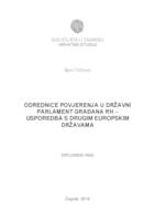 prikaz prve stranice dokumenta Odrednice povjrerenja u državni parlament građana RH - usporedba s drugim europskim državama