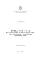 prikaz prve stranice dokumenta Zapošljavanje osoba sa invaliditetom u Republici Hrvatskoj i usporedba sa standardima Europske unije