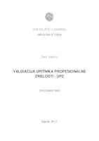 prikaz prve stranice dokumenta Validacija upitnika profesionalne zrelosti - UPZ