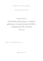 prikaz prve stranice dokumenta USPOREDBA PERFORMANSI IZVOĐENJA APLIKACIJE NA SUPERRAČUNALU BURA I STANDARDNOM PC RAČUNALU