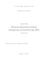 prikaz prve stranice dokumenta Primjena algoritama umjetne inteligencije u računalnoj igri Mlin