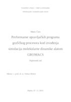 prikaz prve stranice dokumenta Performanse upravljačkih programa grafičkog procesora kod izvođenja simulacija molekularne dinamike alatom GROMACS