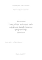 prikaz prve stranice dokumenta UNAPRJEĐENJE POSLOVANJA TVRTKE PRIMJENOM METODA LINEARNOG PROGRAMIRANJA