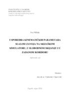prikaz prve stranice dokumenta USPOREDBA KINEMATIČKIH PARAMETARA SLALOM ZAVOJA NA SKIJAŠKOM SIMULATORU, U SLOBODNOM SKIJANJU I U ZADANOM KORIDORU