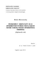 prikaz prve stranice dokumenta Promjene u  rezultatu 30:15 intermitten fitness testa nakon četiri tjedna visoko intenzivnog treninga