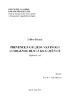 prikaz prve stranice dokumenta Prevencija ozljeda vratnog i lumbalnog dijela kralježnice