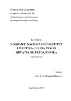 prikaz prve stranice dokumenta Nogomet, nacionalni identitet i politika: uloga prvog hrvatskog predsjednika