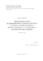 prikaz prve stranice dokumenta Trend kretanja kardiorespiracijskog fitnesa učenika osmih razreda osnovnih škola u razdoblju od 1999. do 2012. godine