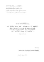 prikaz prve stranice dokumenta Godišnji plan i program rada za kategoriju juniorki u ritmičkoj gimnastici