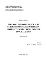 prikaz prve stranice dokumenta Terenski testovi za procjenu kardiorespiracijskog fitnesa: sistematizacija prema ciljnim populacijama