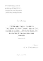 prikaz prve stranice dokumenta Trend kretanja indeksa tjelesne mase učenika petih do osmih razreda osnovne škole u razdoblju od 1999. do 2014. godine