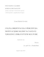 prikaz prve stranice dokumenta Ciljna orijentacija i percepcija motivacijske klime na nastavi TZK