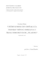 prikaz prve stranice dokumenta Vježbe korekcije grešaka za tehnike vršnog odbijanja u školi odbojke HAOK "Mladost"