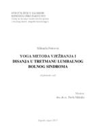 prikaz prve stranice dokumenta Yoga metoda vježbanja i disanja u tretmanu lumbalnog bolnog sindroma