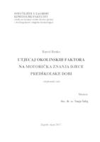 prikaz prve stranice dokumenta Utjecaj okolinskih faktora na motorička znanja djece predškolske dobi