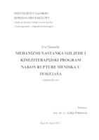 prikaz prve stranice dokumenta Mehanizmi nastanka ozljede i kineziterapijski program nakon rupture meniska u hokejaša