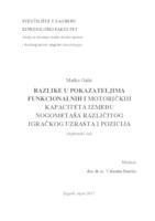 prikaz prve stranice dokumenta Razlike u pokazateljima funkcionalnih i motoričkih kapaciteta između nogometaša različitog igračkog uzrasta i pozicija