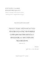 prikaz prve stranice dokumenta Mogućnost jednostavnog testiranja fine motorike gornjih ekstremiteta u bolesnika sa multiplom sklerozom