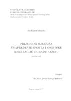 prikaz prve stranice dokumenta Prijedlog mjera za unapređenje sporta i sportske rekreacije u gradu Pazinu