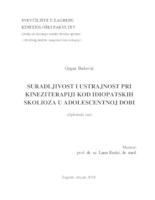 prikaz prve stranice dokumenta Suradljivost i ustrajnost pri kineziterapiji kod idiopatskih skolioza u adolescentnoj dobi