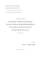 prikaz prve stranice dokumenta Razlike u pokazateljima morfoloških karakteristika i motoričkih sposobnosti sportskih penjača