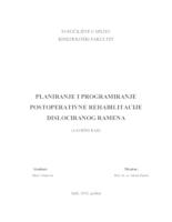 prikaz prve stranice dokumenta Planiranje i programiranje postoperativne rehabilitacije dislociranog ramena 