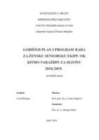 prikaz prve stranice dokumenta Godišnji plan i program rada za žensku seniorsku ekipu OK Kitro Varaždin za sezonu 2018/2019