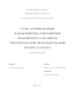 prikaz prve stranice dokumenta Utjecaj morfoloških karakteristika i motoričkih sposobnosti na izvođenje specifičnog judo testa kod mladih judašica i judaša