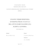 prikaz prve stranice dokumenta Analiza nekih dimenzija antropološkog statusa i relativne dobi nogometaša kadeta i juniora