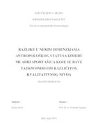 prikaz prve stranice dokumenta Razlike u nekim dimenzijama antropološkog statusa između mladih sportašica koje se bave taekwondo-om različitog kvalitativnog nivoa