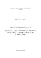 prikaz prve stranice dokumenta Hedging kao strategija zaštite od rizika u međunarodnom poslovanju