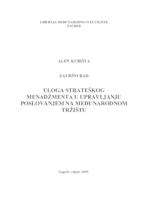 prikaz prve stranice dokumenta Uloga strateškog menadžmenta u upravljanju poslovanjem na međunarodnom tržištu