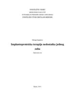 prikaz prve stranice dokumenta Implantoprotetska terapija nedostatka jednog zuba 