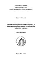 prikaz prve stranice dokumenta Znanje medicinskih sestara i tehničara o kardiopulmonalnom arestu i reanimaciji u bolničkim uvjetima