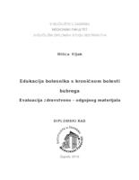 prikaz prve stranice dokumenta Edukacija bolesnika s kroničnom bolesti bubrega, evaluacija zdravstveno-odgojnog materijala