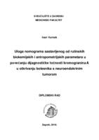 prikaz prve stranice dokumenta Uloga nomograma sastavljenog od rutinskih biokemijskih i antropometrijskih parametara u povećanju dijagnostičke točnosti kromogranina A u otkrivanju bolesnika s neuroendokrinim tumorom