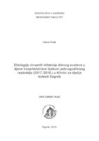 prikaz prve stranice dokumenta Etiologija virusnih infekcija dišnog sustava u djece hospitalizirane tijekom jednogodišnjeg razdoblja (2017./2018.) u Klinici za dječje bolesti Zagreb