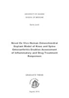 prikaz prve stranice dokumenta Novel ex vivo human osteochondral explant model of knee and spine osteoarthritis enables assessment of inflammatory and drug treatment responses
