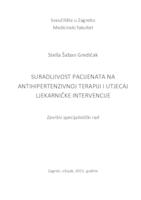 prikaz prve stranice dokumenta Suradljivost pacijenata na antihipertenzivnoj terapiji i utjecaj ljekarničke intervencije