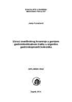 prikaz prve stranice dokumenta Uzroci manifestnog krvarenja u gornjem gastrointestinalnom traktu u urgentno gastroskopiranih bolesnika