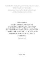 prikaz prve stranice dokumenta Utjecaj hiperbarične oksigenacije na ulogu TRP ionskih kanala u mehanizmima vaskularne reaktivnosti kod zdravih Spargue-Dawley štakora