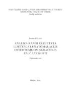 prikaz prve stranice dokumenta Analiza ranih rezultata liječenja lunatomalacije osteotomijom skraćenja palčane kosti