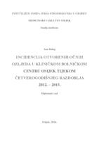 prikaz prve stranice dokumenta Incidencija otvorenih očnih ozljeda u Kliničkom bolničkom centru Osijek tijekom četverogodišnjeg razdoblja 2012.-2015.