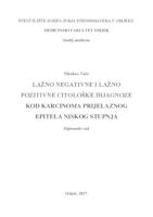 prikaz prve stranice dokumenta Lažno negativne i lažno pozitivne citološke dijagnoze kod karcinoma prijelaznog epitela niskog stupnja