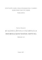 prikaz prve stranice dokumenta Kvaliteta života u pacijenata s deformacijom nosnog septuma