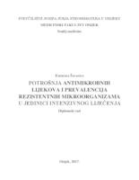 prikaz prve stranice dokumenta Potrošnja antimikrobnih lijekova i prevalencija rezistentnih mikroorganizama u jedinici intenzivnog liječenja