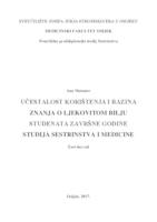 prikaz prve stranice dokumenta Učestalost korištenja i razina znanja o ljekovitom bilju studenata završne godine studija sestrinstva i medicine