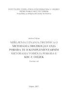 prikaz prve stranice dokumenta Mišljenja i znanja trudnica o metodama obezboljavanja poroda te o komplementarnim metodama vođenja poroda u KBC-u Osijek