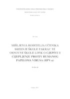 prikaz prve stranice dokumenta Mišljenja roditelja učenika Srednje škole Pakrac te Osnovne škole Lipik o cjepivu i cijepljenju protiv humanog papiloma virusa (HPV-a)