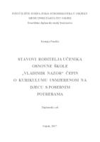 prikaz prve stranice dokumenta Stavovi roditelja učenika osnovne škole Vladimir Nazor Čepin o kurikulumu usmjerenom na djecu s posebnim potrebama